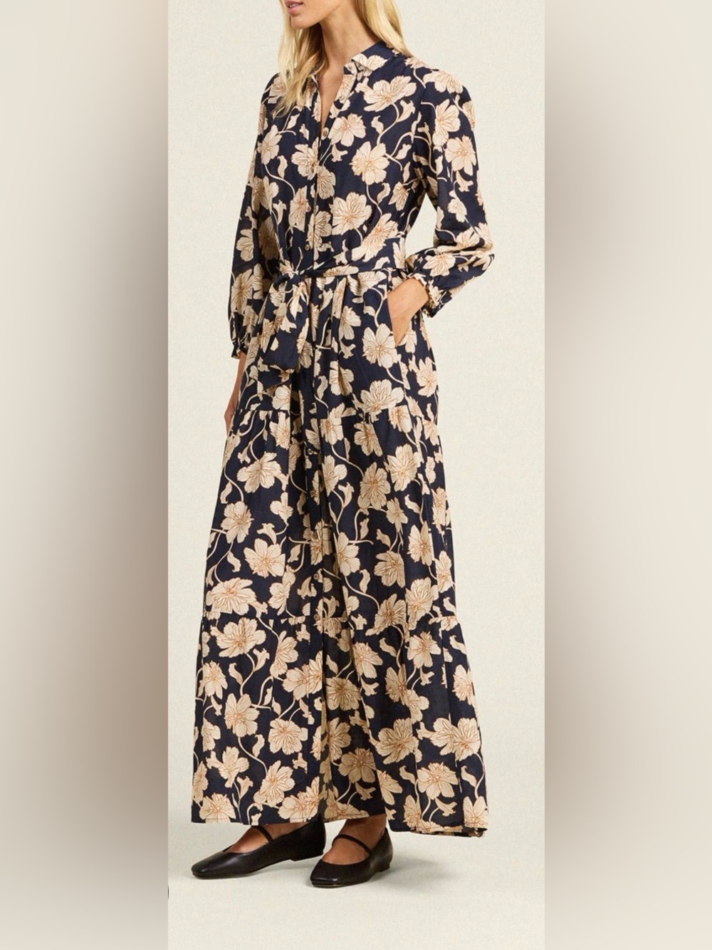 Trovata Birds of Paradis Jasper‎ Twilight Green Floral Cotton Silk Maxi Dress XS